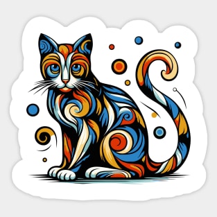 Pop art cat illustration. cubism cat illustration Sticker